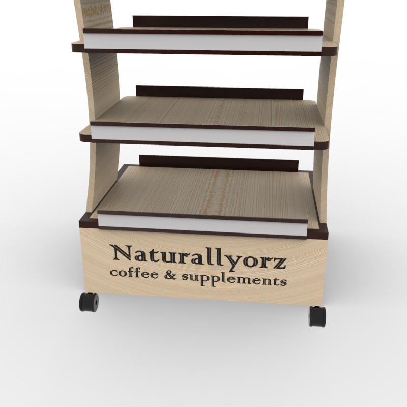 Supermarket Shelves Dedicated Laminated Solid Wood Light Duty Floorstanding 4-Layer Display Stand for Health Products — view 4