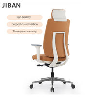 Chaise de bureau exécutive moderne en cuir avec appui-tête réglable, accoudoirs réglables, hauteur réglable, structure métallique - Pour le bureau