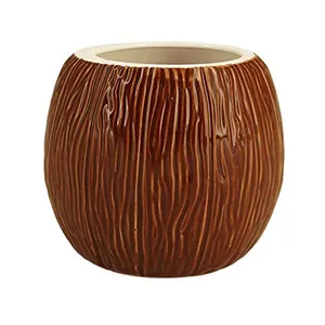 Рельефная пивная чашка Tiki в форме кокоса, глиняная кружка, керамическая кофейная чашка