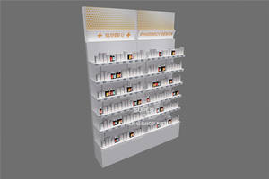 Étagères de <span class=keywords><strong>pharmacie</strong></span> blanches avec éclairage, mobilier de <span class=keywords><strong>pharmacie</strong></span> personnalisé, décoration, boîte d'éclairage supérieure, présentoir <span class=keywords><strong>mural</strong></span> pour médicaments à vendre - Product Image 4