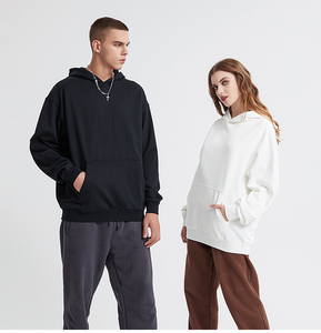 Pull-over à capuche 100% coton, sweat-shirt polaire lourd de qualité supérieure, coupe régulière, sweats à capuche personnalisés pour hommes, automne, teint uni - Product Image 2