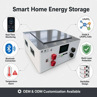 Batterie domestique intelligente 16 kWh 48 V LiFePO4 (phosphate de fer et de lithium) à cycle profond, grade A, empilable, avec BMS intelligent et application Bluetooth, IP65
