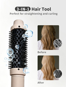 <span class=keywords><strong>Brosse</strong></span> <span class=keywords><strong>ronde</strong></span> <span class=keywords><strong>chauffante</strong></span> fabriquée en Chine avec un barillet en titane, technologie infrarouge à ions négatifs, outil de coiffage lissant sans frisottis, écran LED - Product Image 2
