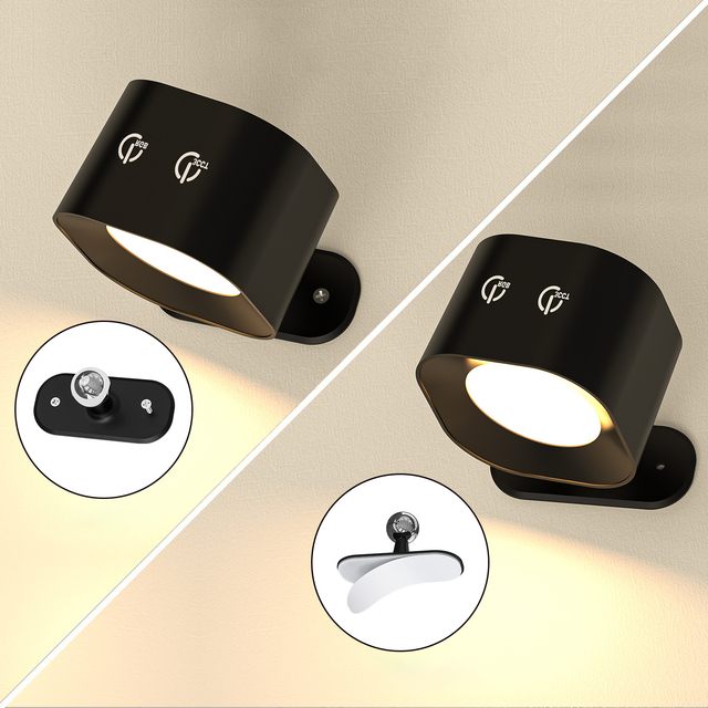 RGBW USB Charging Modern Style LED Wall Sconces Remote Control Touch Dimmable Accent Indoor Lighting Bedroom Magnetic