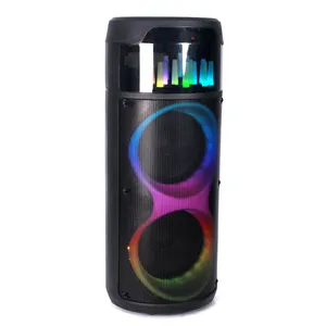듀얼 8 인치 무선 휴대용 큰 힘 스피커 DJ 노래방 블루투스 파티 BOX 스피커 1000W 디스코 빛 야외 스피커