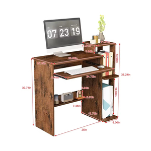 <span class=keywords><strong>Bureau</strong></span> d'ordinateur portable moderne en bois <span class=keywords><strong>avec</strong></span> plateau latéral pour clavier et <span class=keywords><strong>étagère</strong></span> - <span class=keywords><strong>Bureau</strong></span> compact pour le travail à domicile - Product Image 5