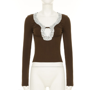 Nuovo modello grazioso abbigliamento da donna Sexy da donna a manica lunga <span class=keywords><strong>camicie</strong></span> da donna camicette Casual top <span class=keywords><strong>camicie</strong></span> - Product Image 4