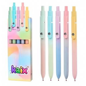 Stylos <span class=keywords><strong>gel</strong></span> à pression KAIX ZS12 0,7 mm, dégradé arc-en-ciel, séchage rapide, écriture fluide, ensemble de stylos à bille pour étudiants - Product Image 1