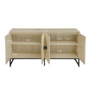 Modern Solid Wood 4-Door <b>Sideboard</b> with Storage Adjustable Shelves <b>for</b> Living Room & Dining - Product Image 4