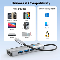 Adaptor Multiport USB C Hub 5 in 1, USB C Hub 4K 60HZ HDTV 100W pengisian cepat stasiun dok untuk MacBook Pro/Air iPad Laptop
