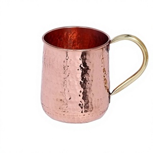 Mug en cuivre finition martelée, forme ronde, style vintage, vaisselle en métal durable, fabricant et exportateur de mugs en cuivre - Product Image 1