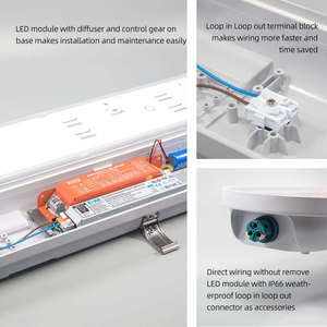 Luminaire LED linéaire IP65 4 pieds, étanche à l'eau, à la poussière et aux intempéries, pour entrepôt et chambre froide - Product Image 4