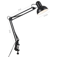 Lampe de bureau pliable colorée à bras long et pince pour nail art, lampe de travail et de lecture à bras articulé réglable sans ampoule