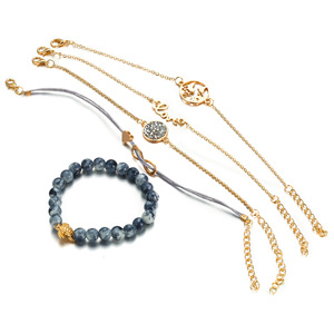 5 Pieces Set Love Letter World Map <strong>Turtle</strong> Natural Bead Bracelet <strong>Jewelry</strong> for Women - Product Image 6