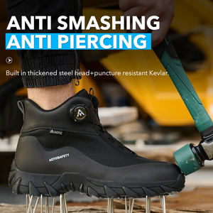2025 אוem נעלי בטיחות יוניסקס שחור קל לנשימה מפלדת מנופדת חתוך מגפי חורף זמש בד פרווה - Product Image 5