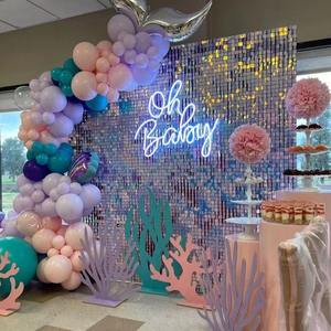 Mermaid Jungle Safari Wild ONE cumpleaños Baby shower fiesta telón de fondo globo arco <span class=keywords><strong>kit</strong></span> con confeti placa de pared lentejuelas tablero Decoración - Product Image 6