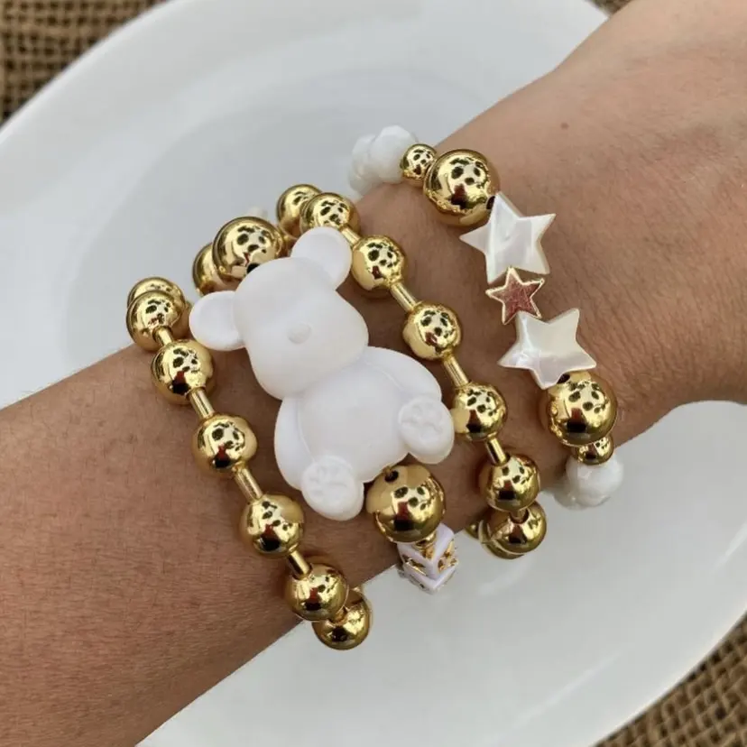 LS-B5627 Vakantie Cadeau Gouden Armband Nieuwe Aankomst Hars Bedels Armband Vriendschap Armband Voor Dames Meisjes