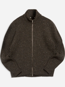 <span class=keywords><strong>Cardigan</strong></span> à col montant en maille épaisse côtelée <span class=keywords><strong>marron</strong></span> <span class=keywords><strong>foncé</strong></span> pour homme, fermeture éclair intégrale - Product Image 6