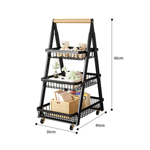 Étagère de rangement multifonctionnelle pour cuisine avec roulettes, panier à fruits portable pour salon et cuisine - Product Image 2