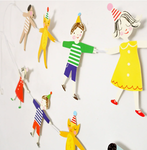 DAMAI Wholesale Happy Children Birthday Party Cartoon Bunting Garland Holding Hands Portable Disposable Paper <b>Banner</b> - Product Image 3