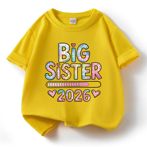 Nouveau modèle 2026 – T-<span class=keywords><strong>shirt</strong></span> imprimé en coton à manches courtes pour filles, en tissu tricoté, avec motif <span class=keywords><strong>Grande</strong></span> Sœur - Product Image 4