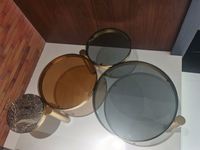 Table basse combinée ronde en verre façonné