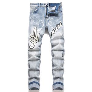 Jeans Ajustados de Hombre Estilo Y2K 2025, Venta al Por Mayor de Fábrica, Logotipo Personalizado, Adecuados para Uso Diario, Pantalones Casuales Urbanos Retro - Product Image 1