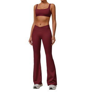 Ensemble de sport taille haute pour femme Disko Sport, séchage rapide, respirant, pour fitness et course à pied, avec coussinets amovibles et taille croisée pliable - Product Image 4