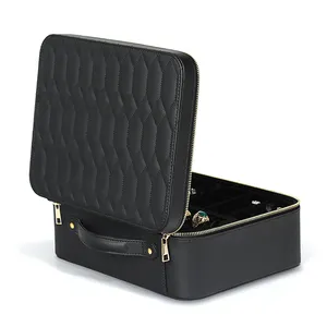 Travel Black Sieraden Horloge Organizer Opslag Voor Doos Luxe 2023 Leren Kussenleer Sieraden Opslag