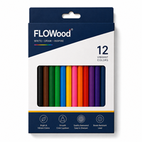 FLOWood 12 crayons de couleur vibrants avec trou de suspension, boîte fenêtrée, application de couleur brillante et lisse, mine résistante à la casse pour le dessin artistique