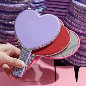 Private Label Pocket Heart-Shaped Magnifying Makeup Mirror Bling Bling Rhinestone Lighted Cosmetic Mirror-Wholesale - Product Image 1