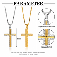 ARNAN Nouveau Design Collier Croix en Acier Inoxydable Vintage Baroque Texturé Pendentif Croix 3D Bijoux Tendance pour Femme Cadeaux d'Anniversaire