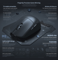 Darmoshark M5 Gaming Esports Mouse 4K 8K Inalámbrico Blue tooth Ratones de computadora 26000DPI Óptico PAM3395 N52840 Kailh para PC portátil