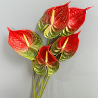 Tanaman Anthurium Artifisial Besar PU Tekstur Realistis Sentuhan Lembut untuk Dekorasi Pernikahan, Dekorasi Rumah Luar Ruangan, dan Hadiah