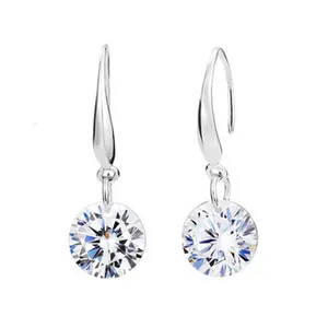 Simple Luxe 925 Boucle d'oreille en argent pour Femme avec CZ Zircon Bijoux De Mode Cadeau De Mariage Boucles D'oreilles