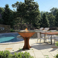 Barbecue en acier corten AHL en métal pour l'extérieur avec combustible pour bois de chauffage