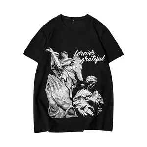 Custom High Quality Black T Shirt 100% Cotton Streetwear Graphic Men's T-shirts