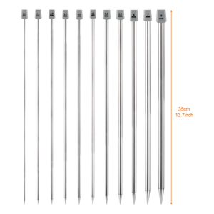 35CM 11-Pair Long Single Plug Stainless Steel Knitting Needle <b>Set</b> Single-Pointed Sweater Needle Tools for Needlework - Product Image 2