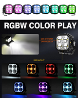 Barre lumineuse LED de travail de 3 pouces, lumières LED cubiques, lumières de jour RGB, lumières de conduite tout-terrain, lumières antibrouillard RGB pour voiture, VTT, UTV, RZR, camion