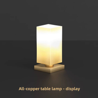 Lámpara de Mesa Moderna Nórdica Minimalista de Latón Macizo con Pantalla de Vidrio, 1000 Lúmenes, Lámpara de Noche para Dormitorio, Estudio, Sala de Estar