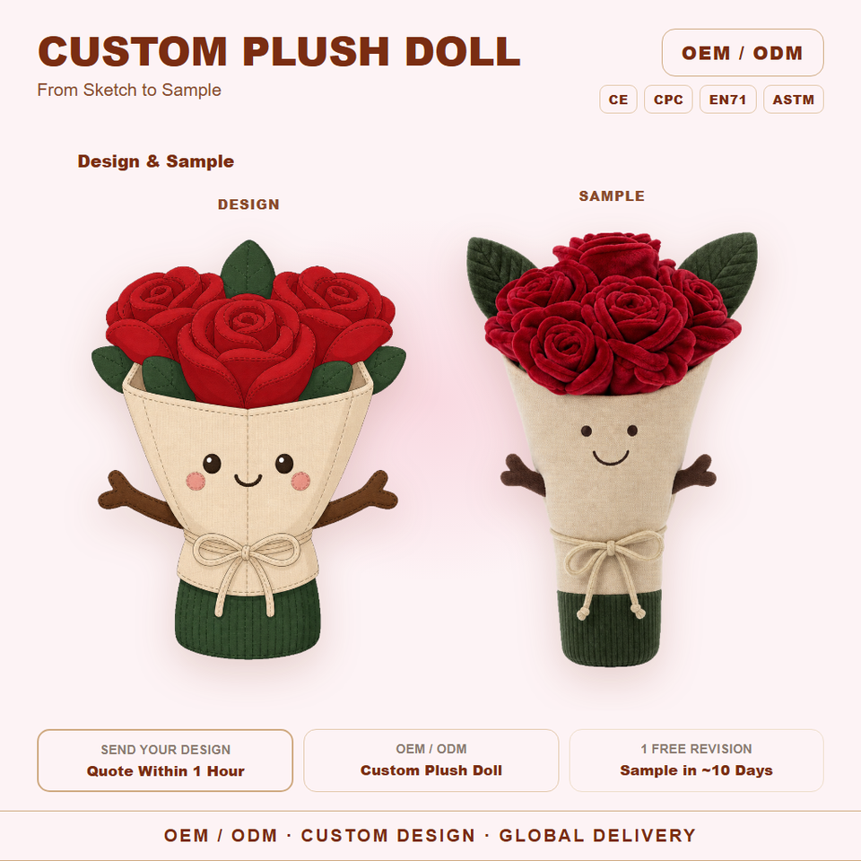 Realistic Plush Rose Bouquet Stuffed Flower Soft PP Cotton Filled Gift ...