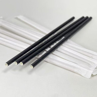 Paille à boire en papier noir personnalisée Offre Spéciale pailles jetables biodégradables écologiques pour thé à bulles