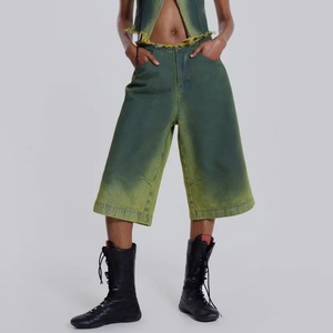 Shorts de mezclilla con lavado ácido al por mayor para mujer, pantalones cortos de mezclilla desgastados, pantalones retro americanos de cintura alta - Product Image 2