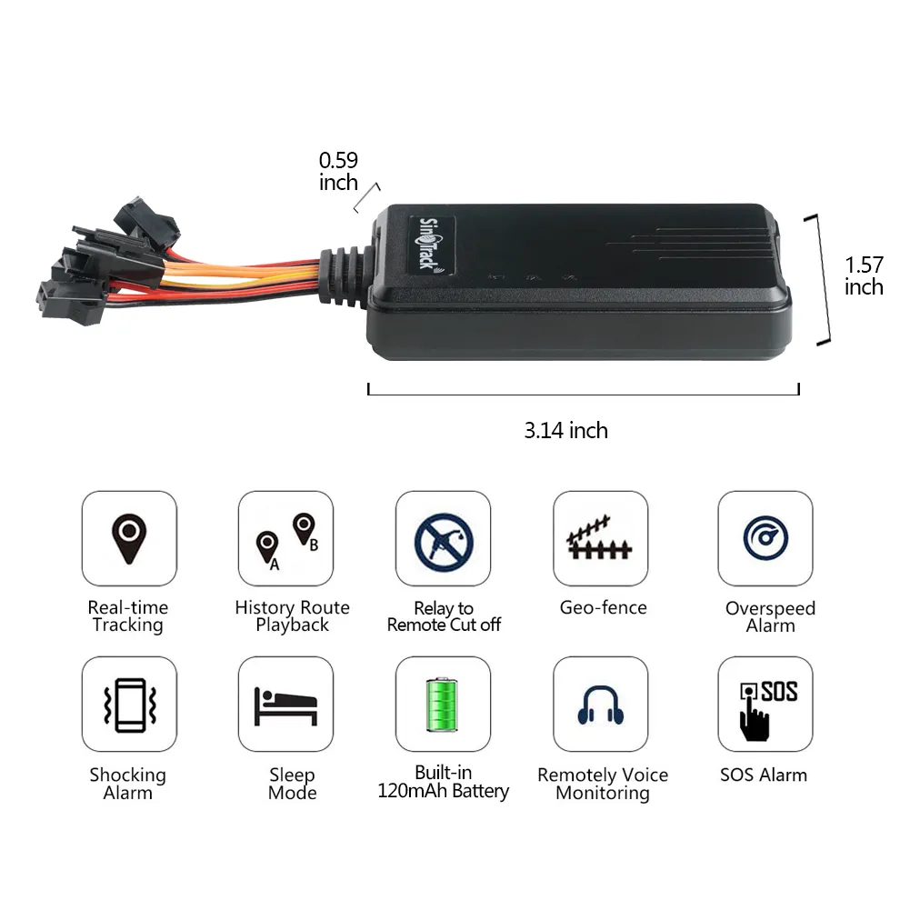 Sinotreack 좋은 품질 ST-906L 실시간 자동차 추적 차량 음성 모니터링 SOS MIC 4G GPS 추적 시스템 자동차