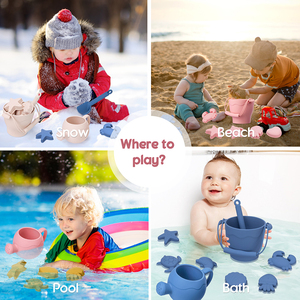 Vente en gros Ensemble de jouets de plage d'été en plein air pour bébé avec seau de <span class=keywords><strong>sable</strong></span> doux sans BPA avec logo pour enfants Jouets de plage en silicone pour tout-petits enfants - Product Image 4
