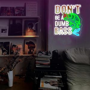 Letreros de Neón con Diseño de Pescado, Letreros de Neón 'Don't Be a Dumb Bass' para Decoración de Paredes de Dormitorios y Salas de Juego - Product Image 3