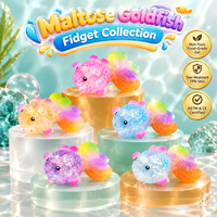Squishies Poisson Rouge Pailleté à Queue Colorée en Maltose, Poisson Marin à Rebond Lent, Jouet Anti-Stress en Gelée à Presser pour Enfants et Adultes