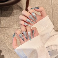 Luxe ange croix conception presse sur les ongles longs 3d fait à la main haute qualité acrylique presse sur les ongles en gros réutilisables faux ongles
