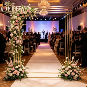 Arche circulaire en métal de <span class=keywords><strong>9</strong></span>,5 pieds, grande taille, pour décoration de toile de fond de mariage, anniversaire, fête, avec fleurs artificielles - Product Image 5