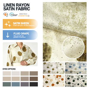 Tissu en rayonne, viscose, lin et satin imprimé sur mesure de haute qualité, doux et respirant, pour vêtements - Product Image 1
